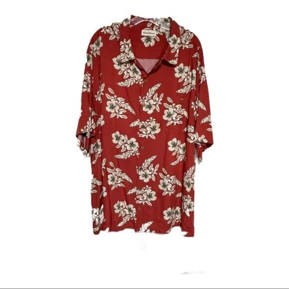 Vintage Caribbean Floral Red & White Button-Up Shirt With Collar - Relaxed Fit 3 - Picture 1 of 4